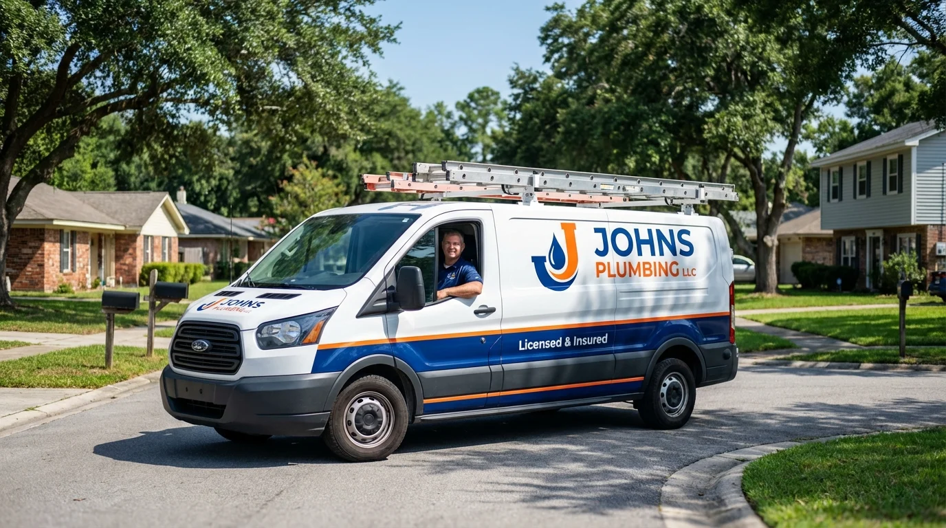 Johns Plumbing LLC service van in Farmington, MO