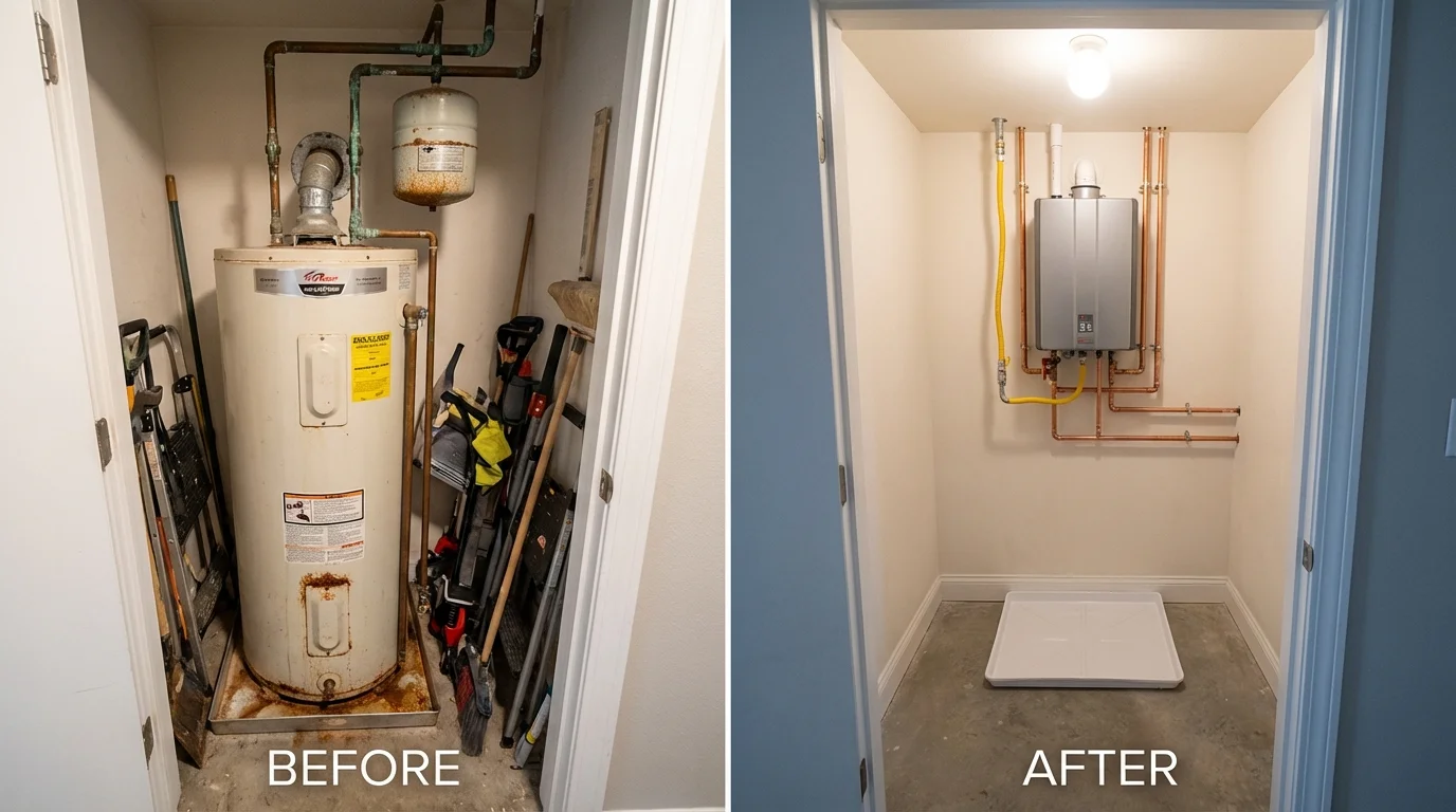 Tank water heater versus wall-mounted tankless unit comparison for Farmington, MO homeowners